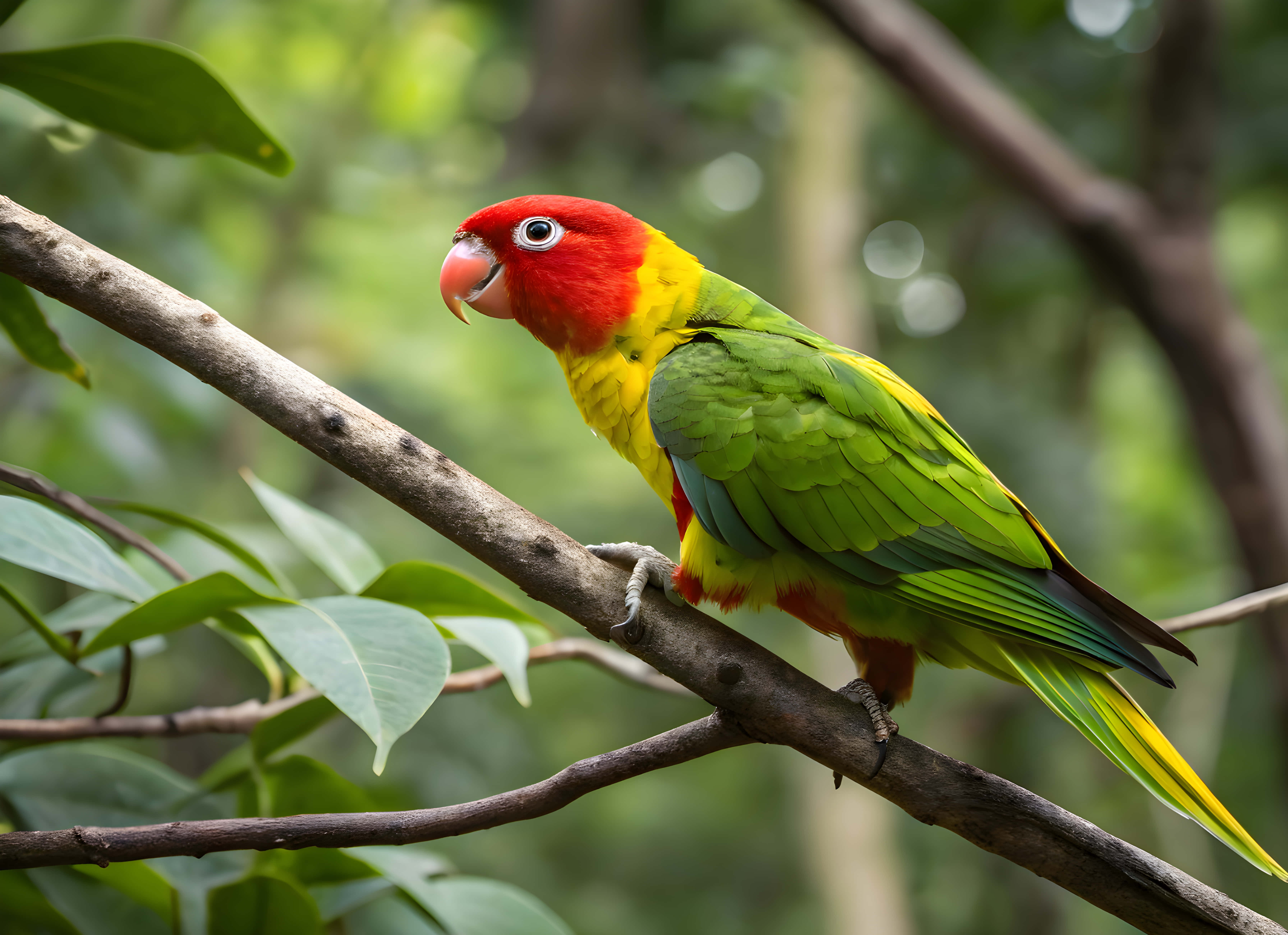 Rooi en groen kleur papegaai Muurpapier