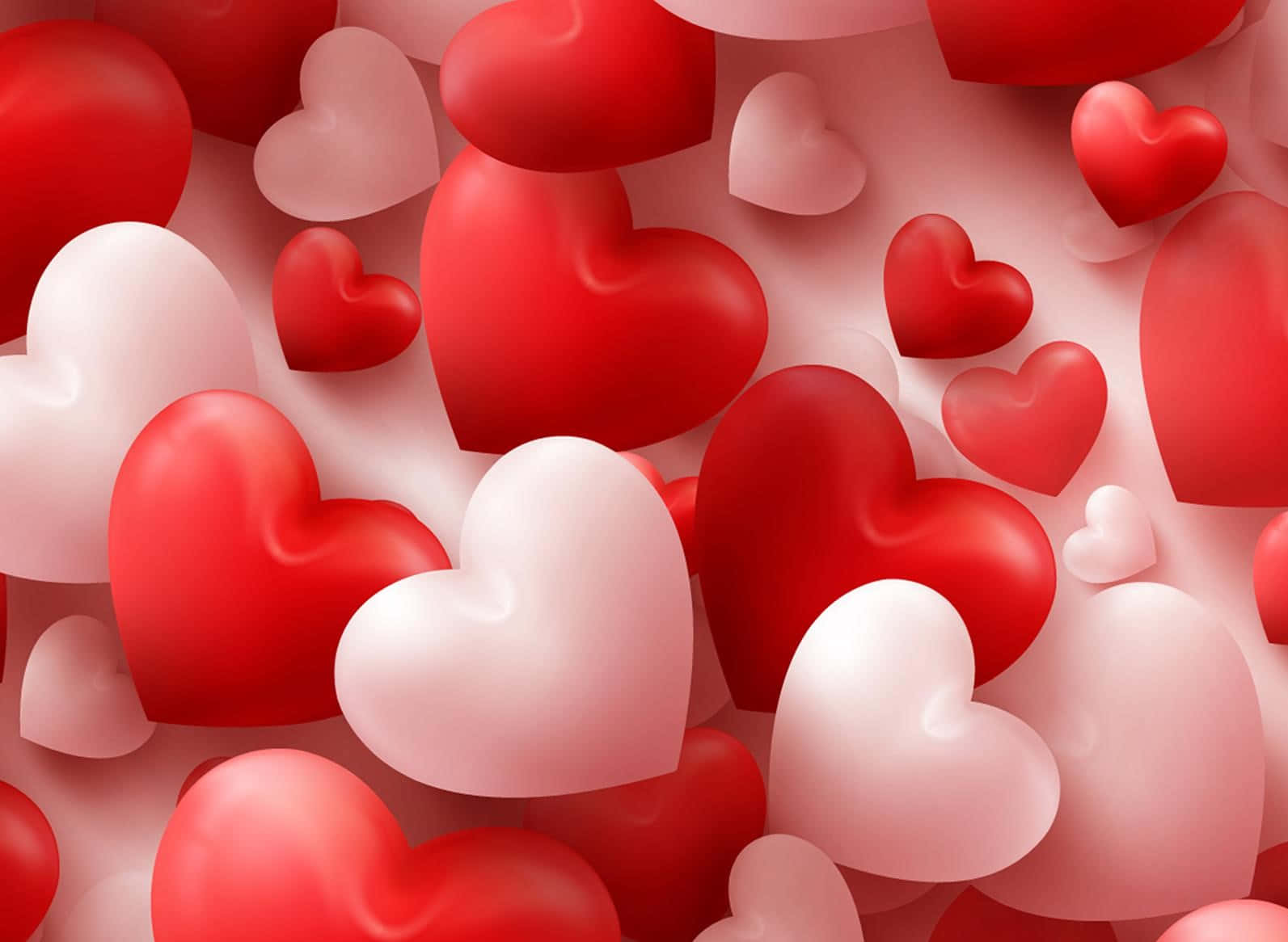 Rooi en Pienk 3D Oulike Valentynsharte Muurpapier