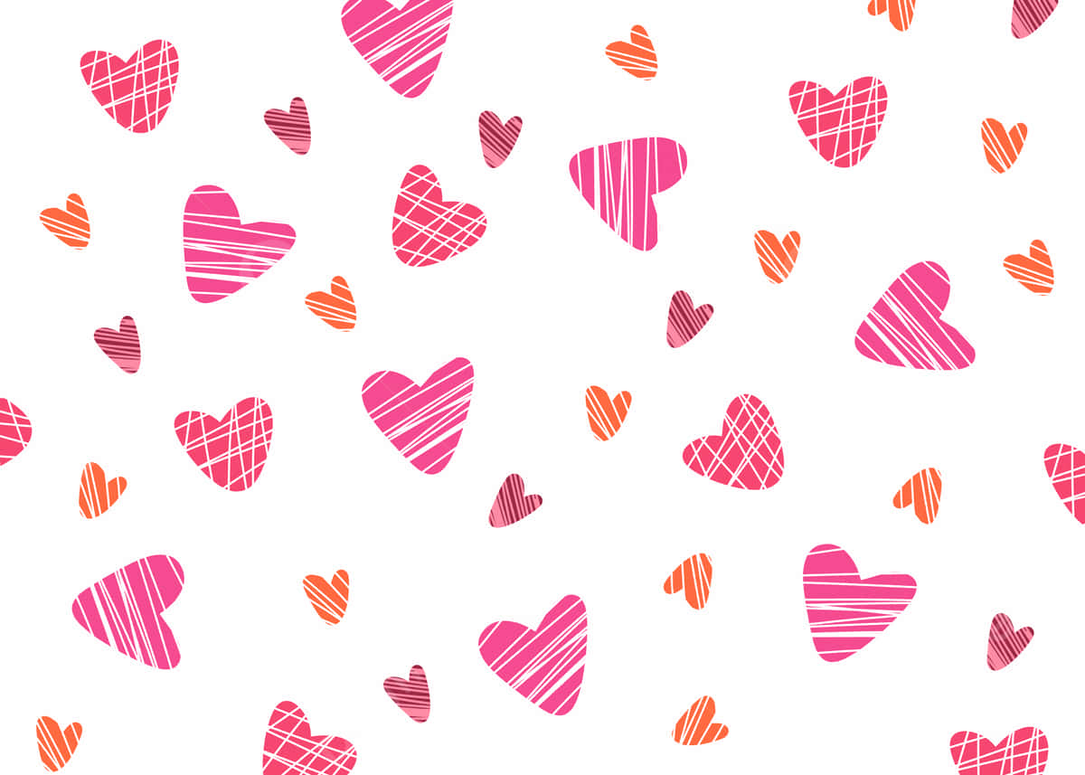 Rooi en Pienk Oulike Valentynsharte Digitale Kunswerk Muurpapier