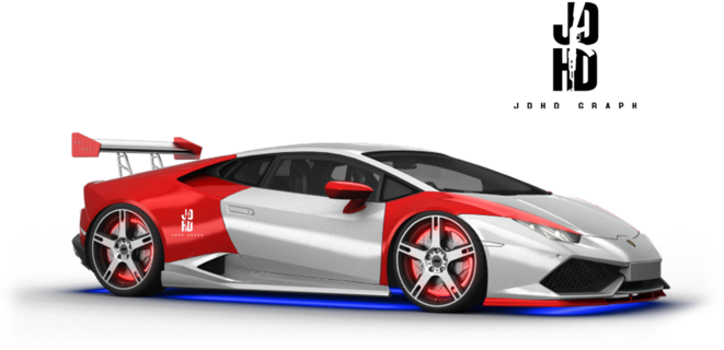 Rooi en Wit Lamborghini Huracan Racing Edition Muurpapier