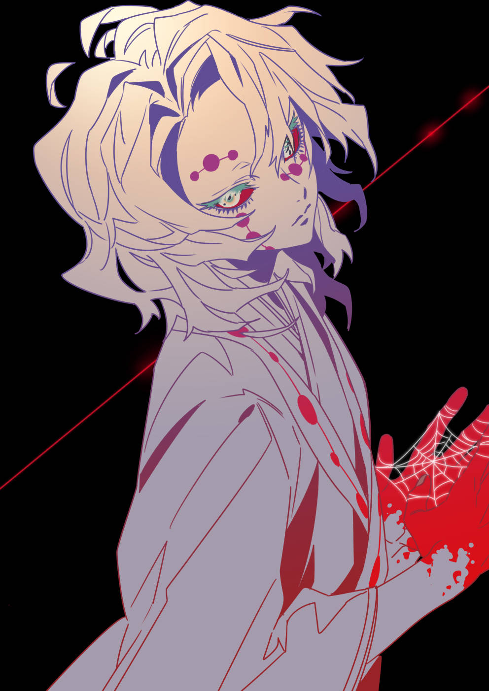 Rooi en Wit Rui Demon Slayer Muurpapier