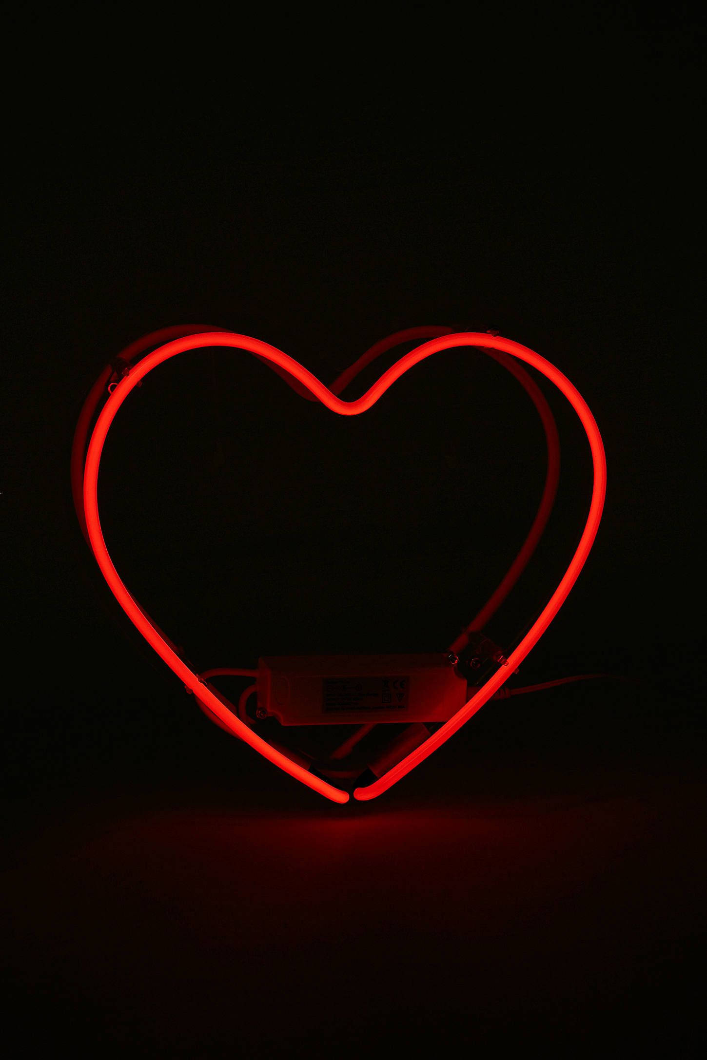 Rooi Estetiese Neon Minimalistiese Hart Muurpapier