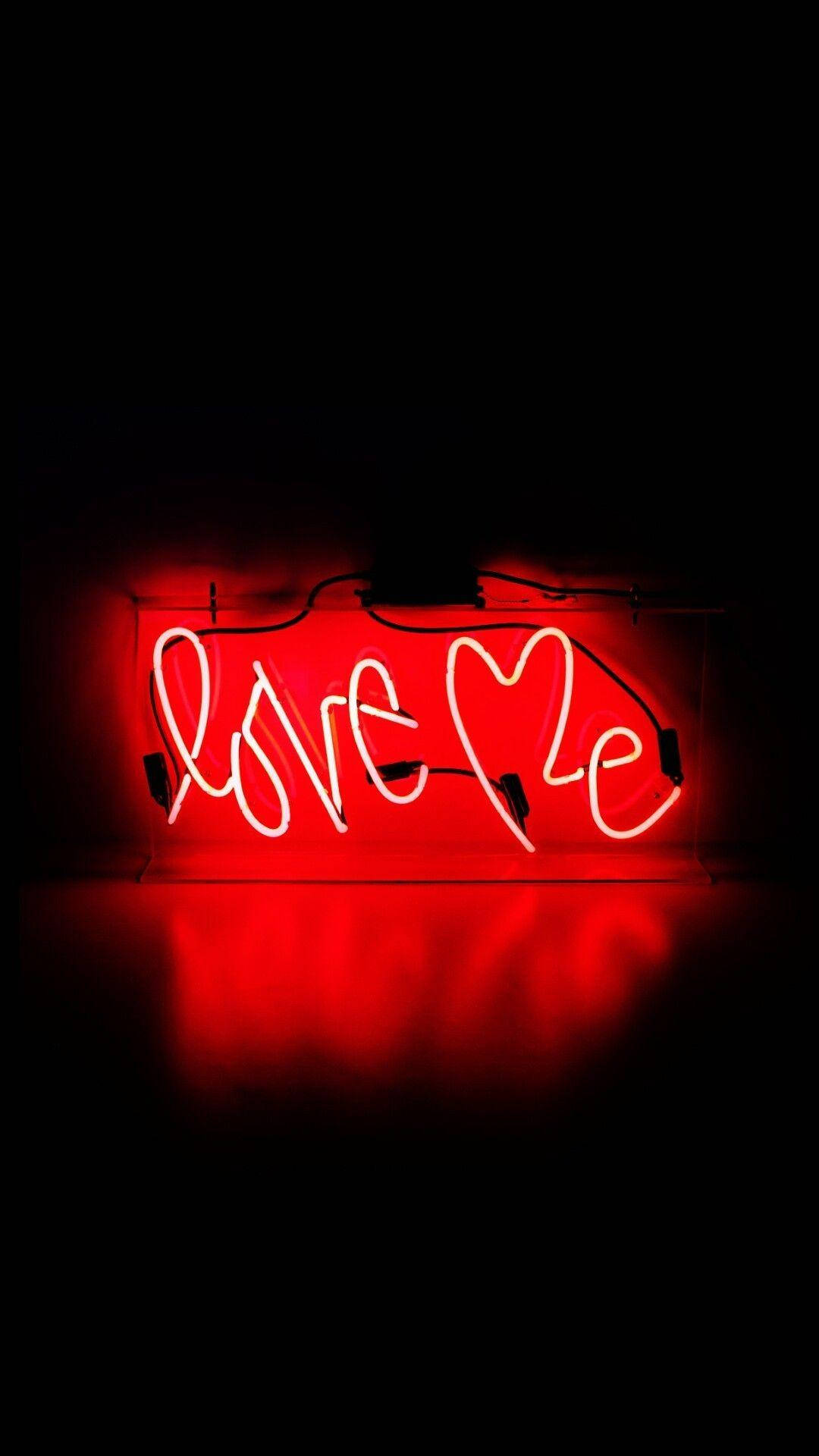 Rooi Estetiese Neon Lief My Muurpapier
