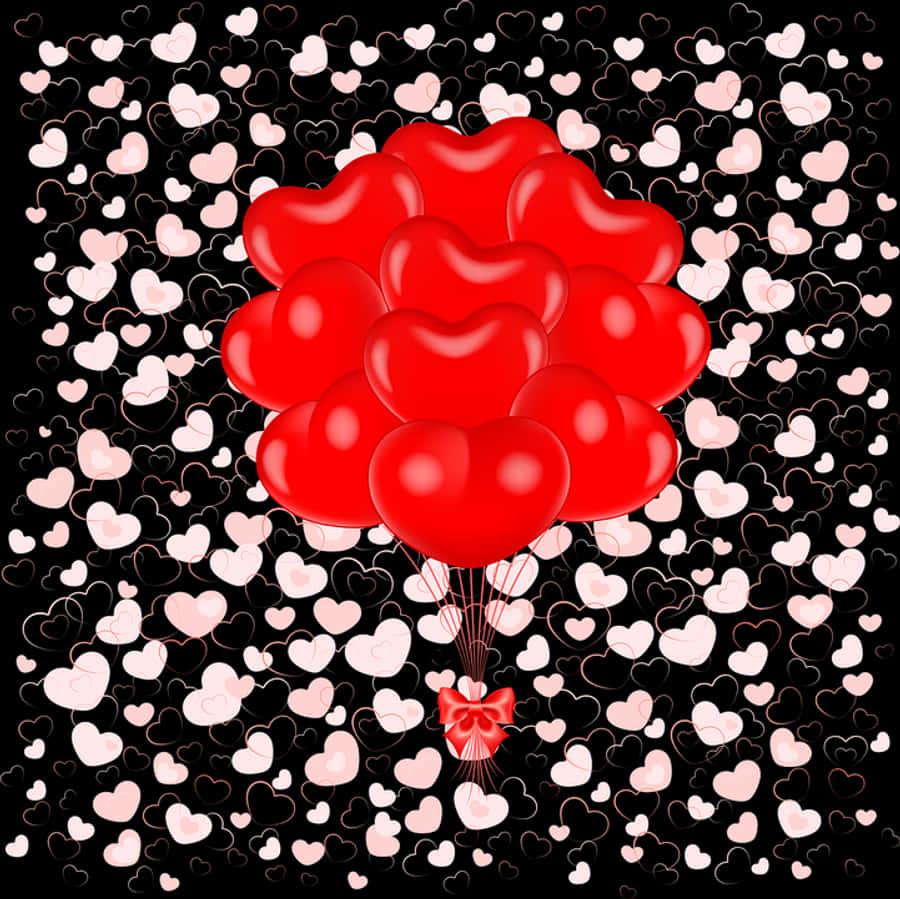 Rooi Hart Ballonne Valentyns Agtergrond Muurpapier