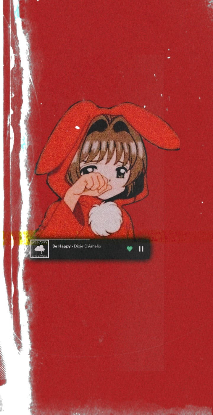 Rooi Hartseer Estetiese Anime Meisie Muurpapier
