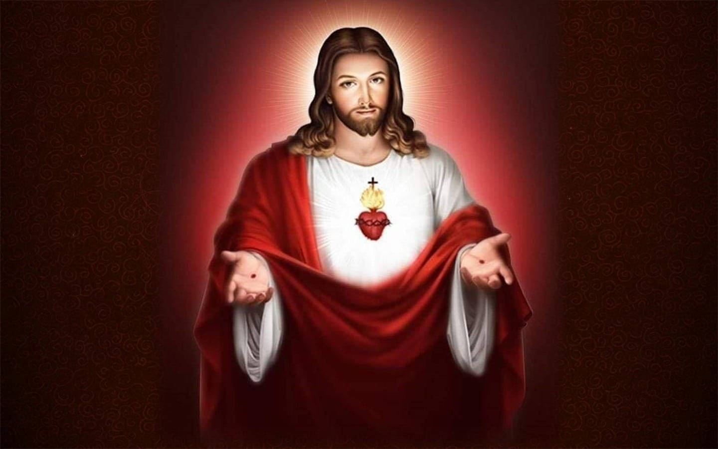 Rooi Jesus Werkskerm Muurpapier