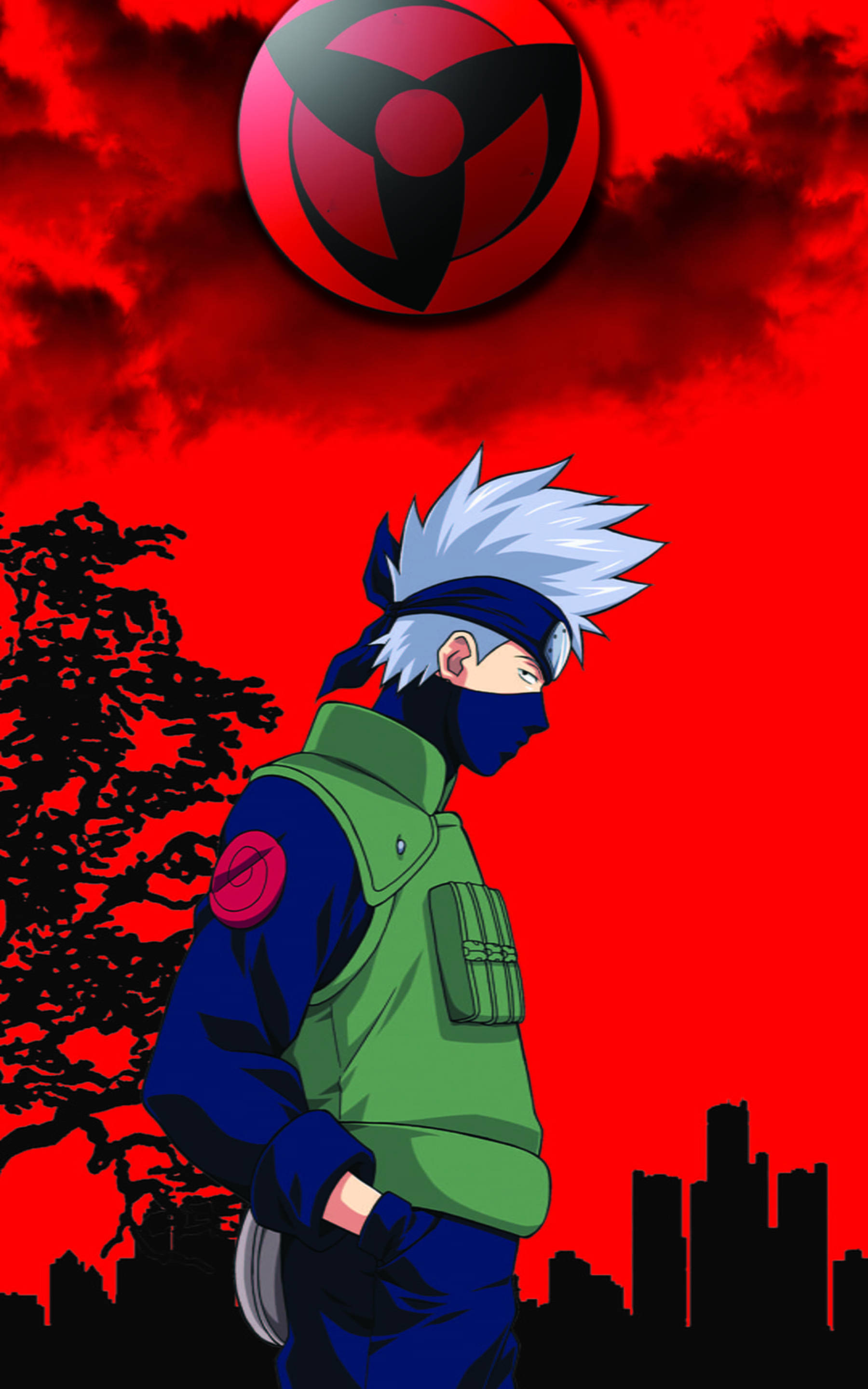 Rooi Kuns Koel Kakashi Muurpapier
