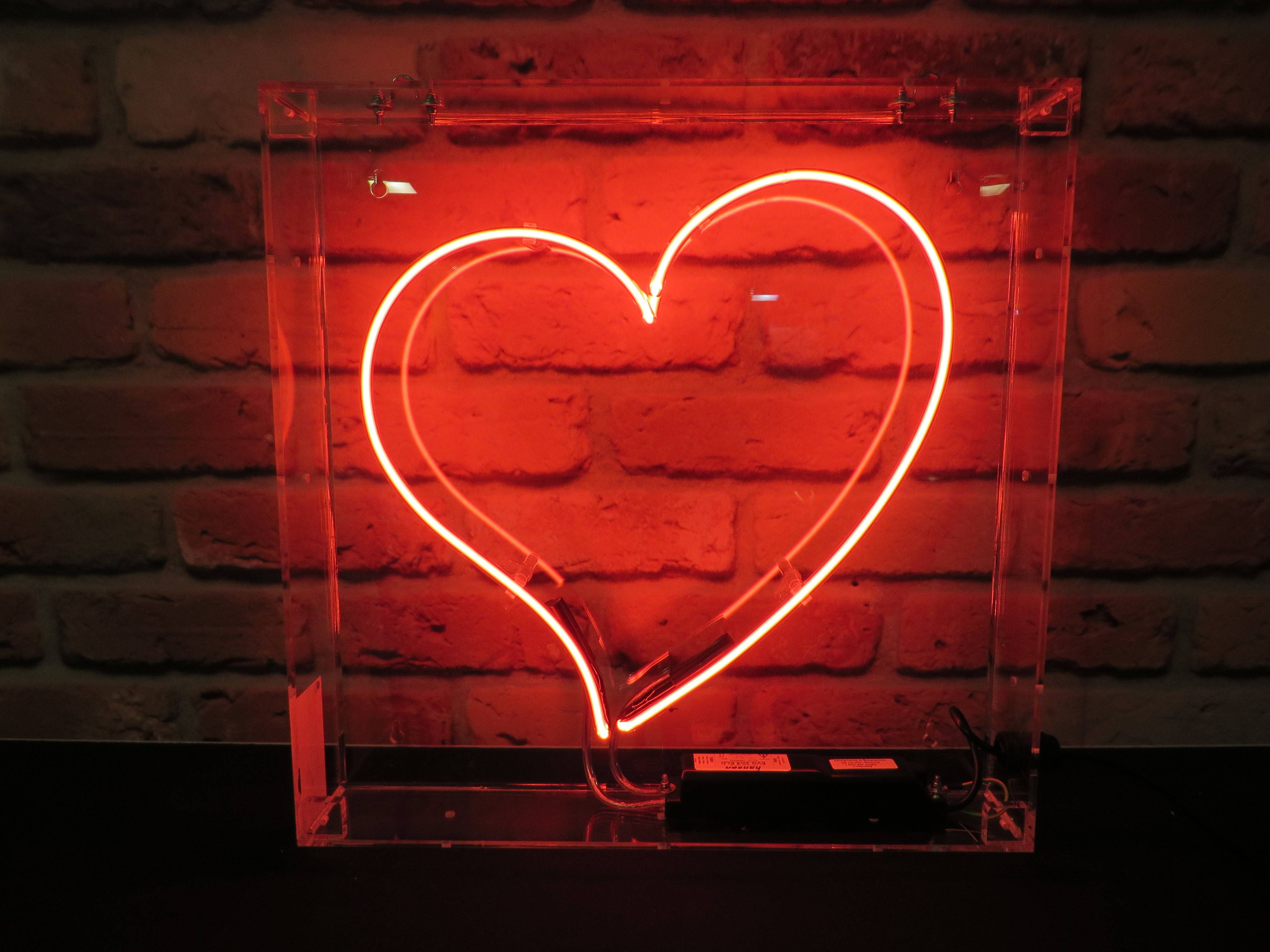 Rooi Neon Hart Lamp Estetika Muurpapier