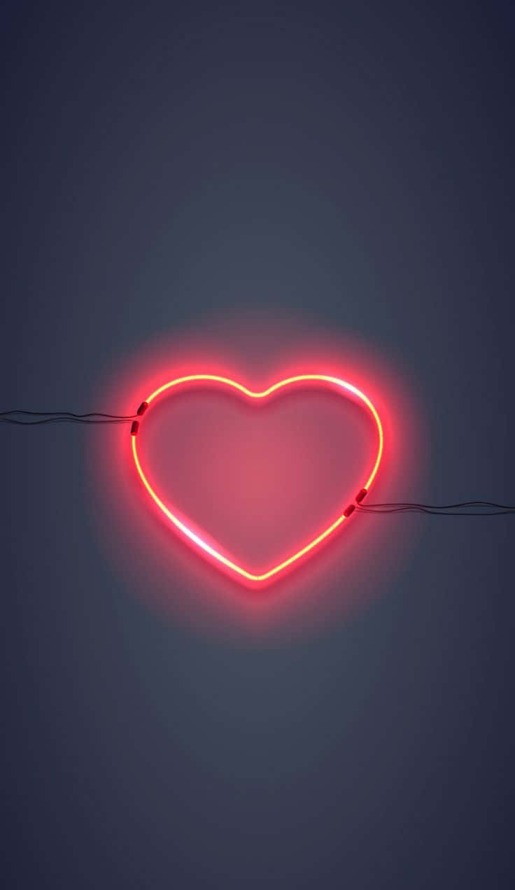 Rooi Neon Hart Muurlig Muurpapier