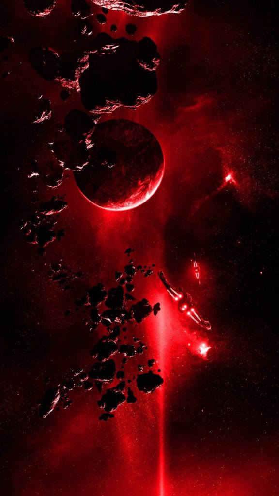 Rooi Planeet en Galaxy Ruimte iPhone Muurpapier