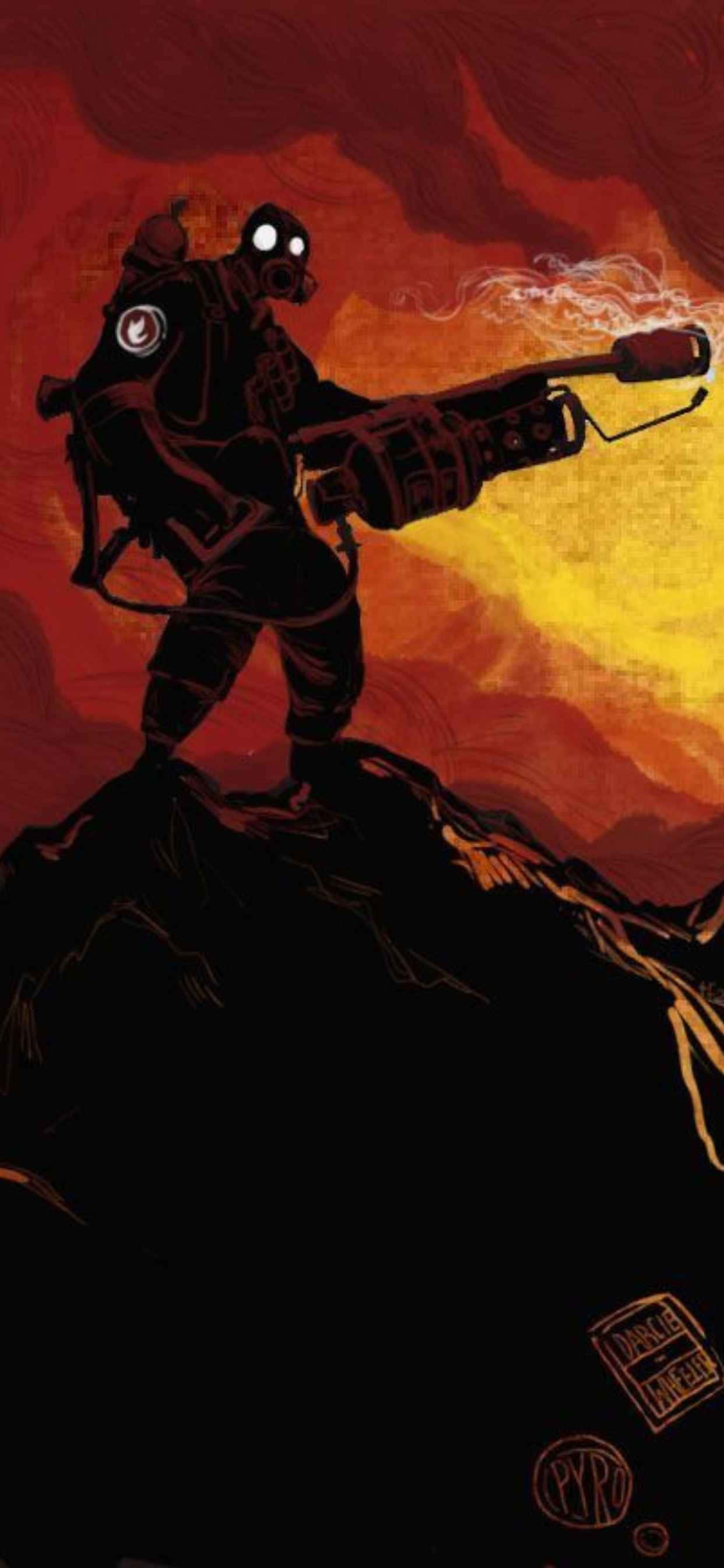 Rooi Pyro Skaduwee iPhone Xs Max Team Fortress 2 Agtergrond Muurpapier