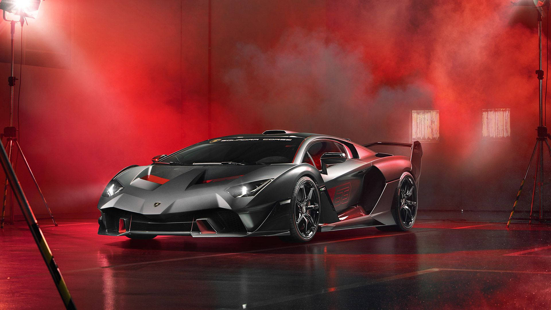 Rooi Rook Swart Lamborghini Muurpapier