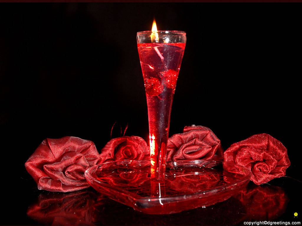 Rooi Rose en Kers vir Valentynsdag Muurpapier