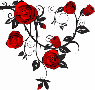 Rooi Rose Kunstige Ontwerp Muurpapier