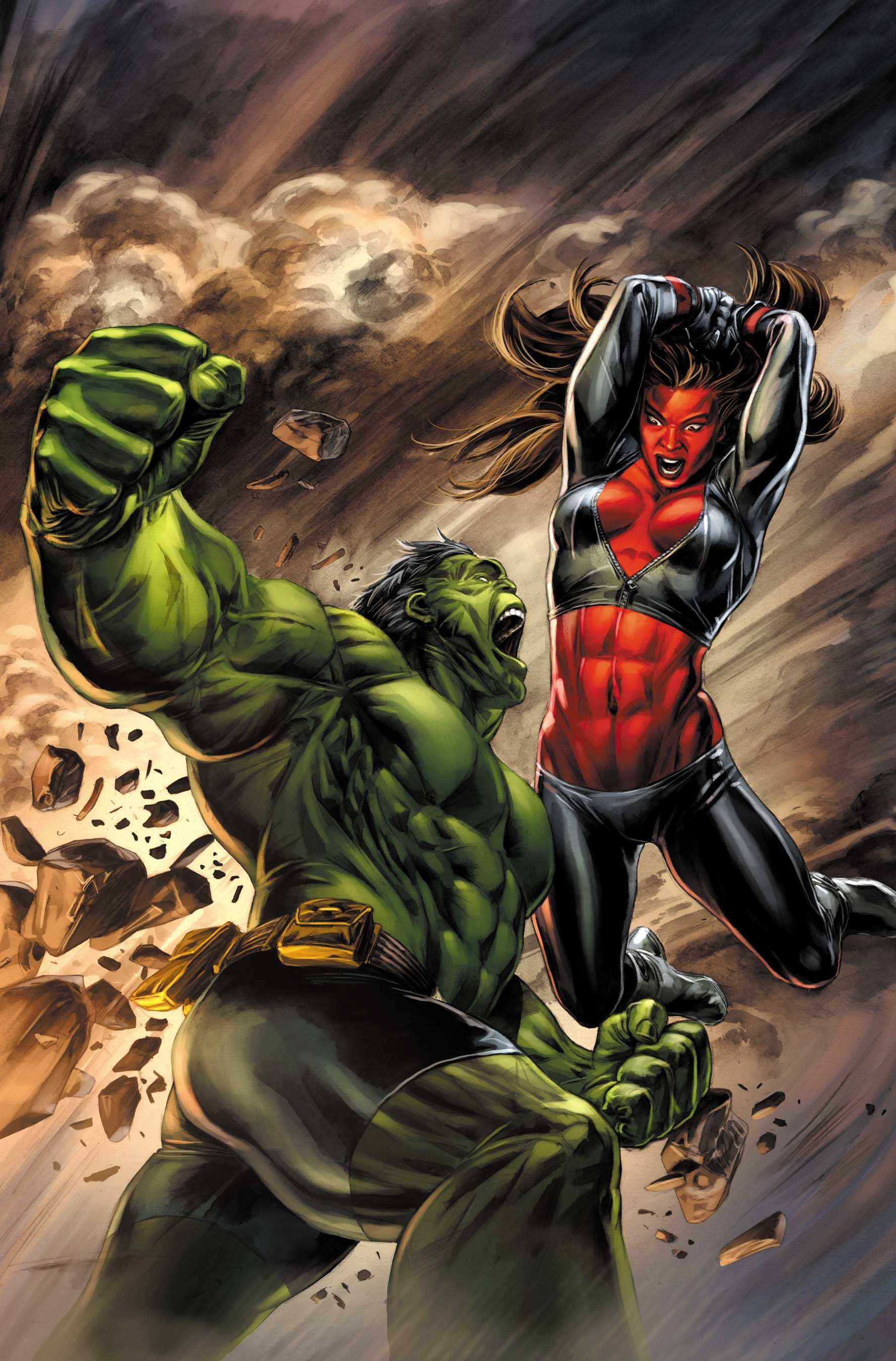 Rooi She Hulk Baklei Muurpapier