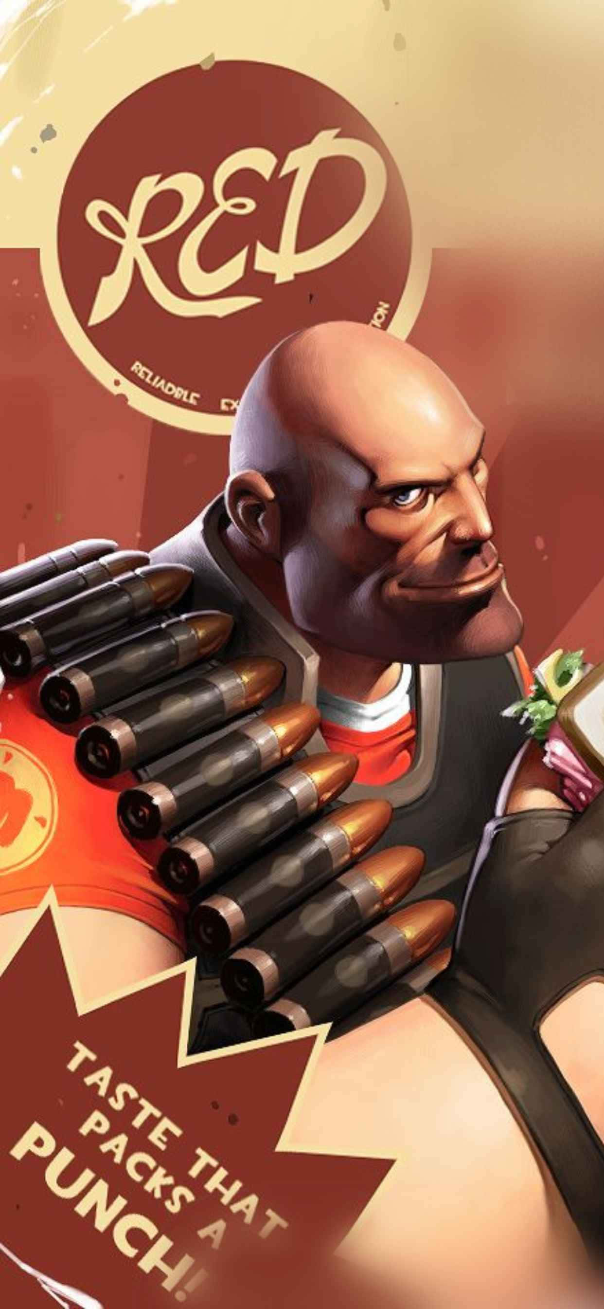 Rooi Heavy-karakter iPhone Xs Max Team Fortress 2-agtergrond Muurpapier