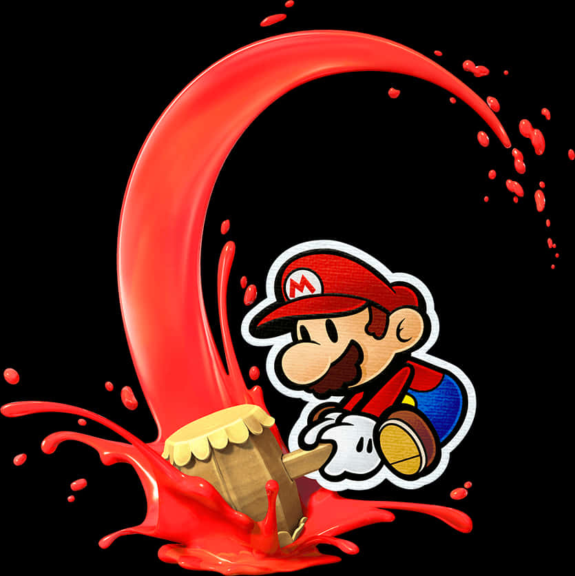 Rooi Verfspatsel Mario Spotprent Muurpapier