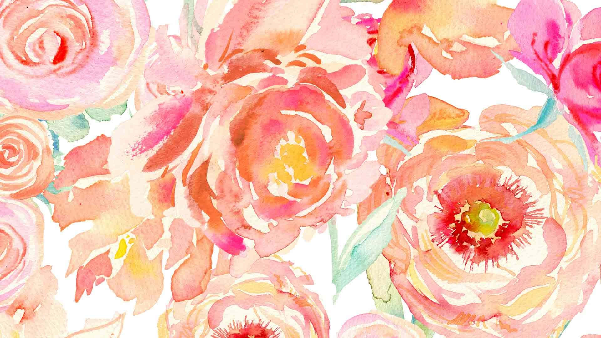 Roos Waterverf Boho Mac Muurpapier