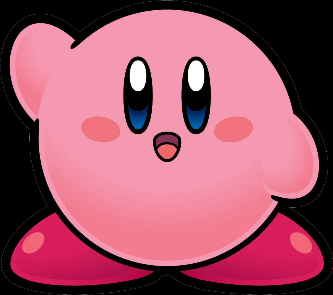 Rooskleurige Kirby-karakterkuns Muurpapier