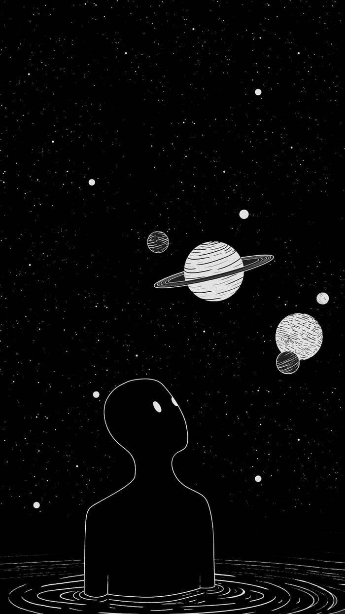 Ruimte Aestetiese Alien Muurpapier
