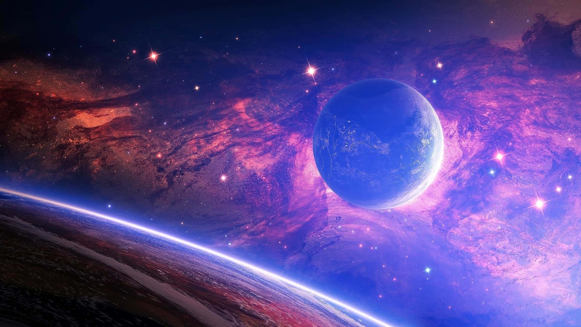 Ruimte Buitelig Aarde Planete Helder Lig Agtergrond Muurpapier