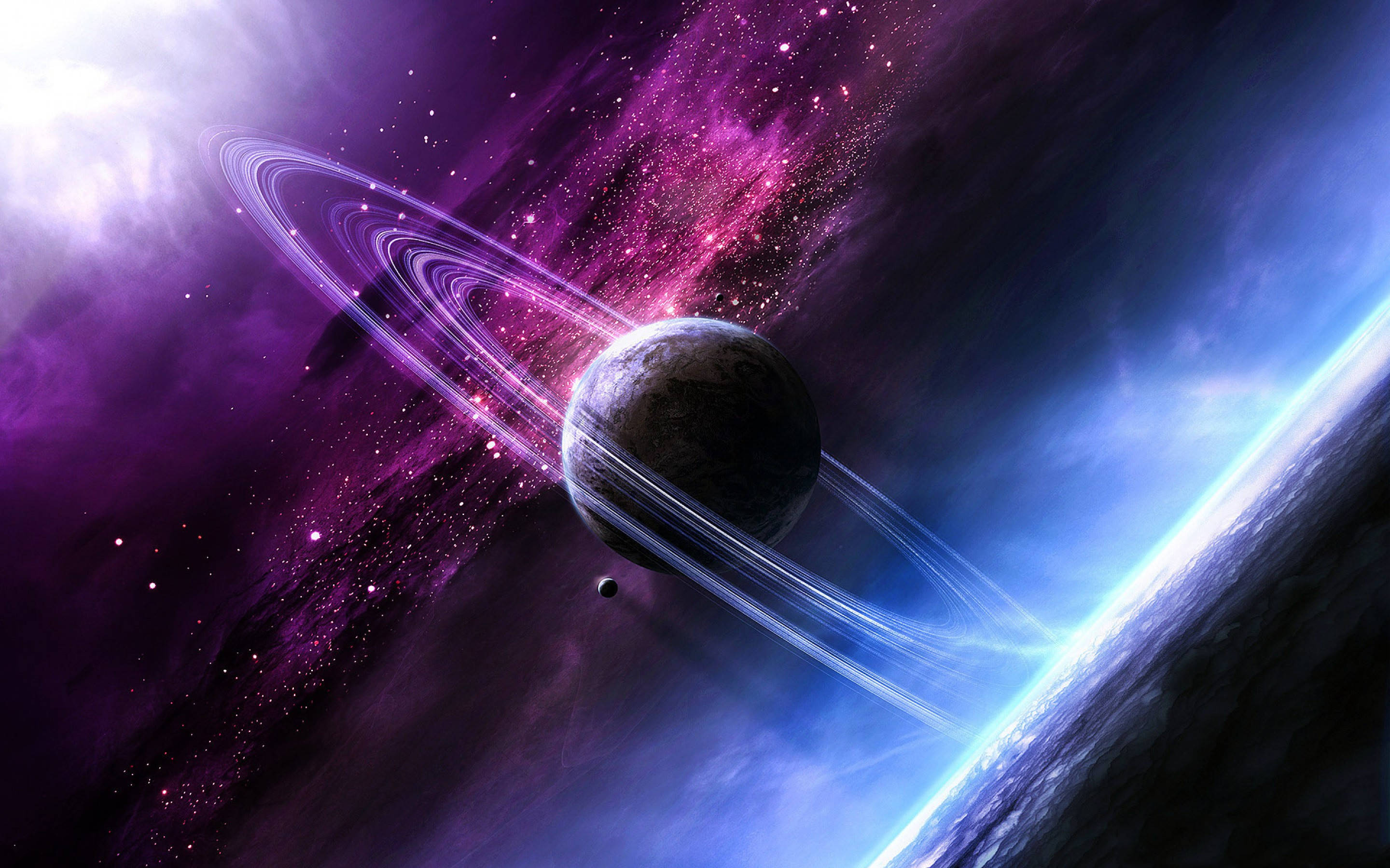 Ruimte-estetiek Planeet Saturnus Muurpapier