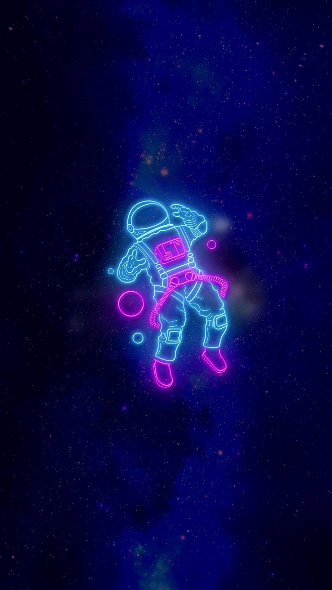Ruimtevaarder in die Ruimte 4K Neon iPhone Muurpapier