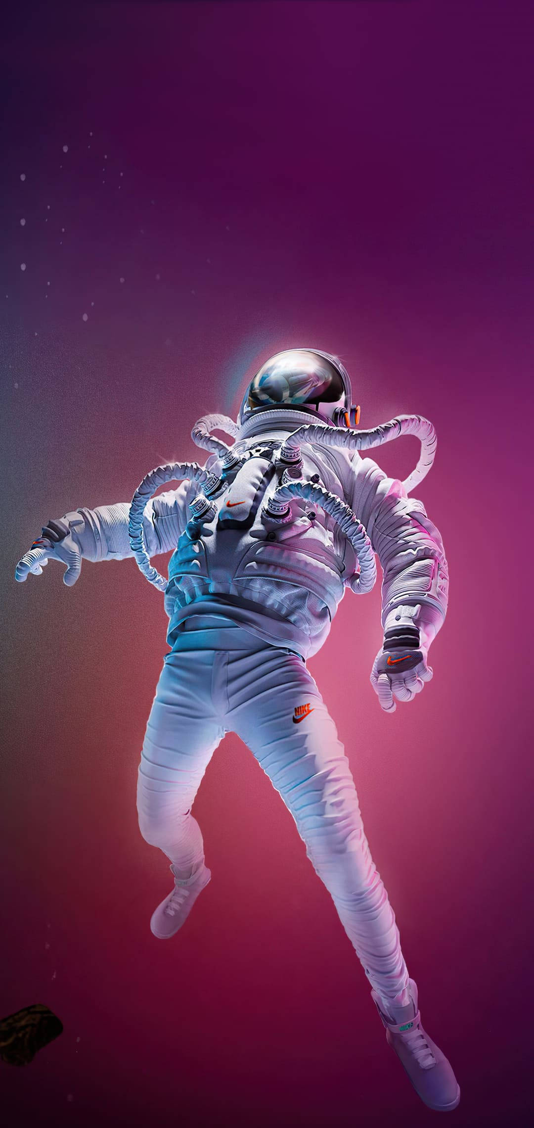 Ruimtevaarder Sci-Fi Dryf in Neonruimte Muurpapier