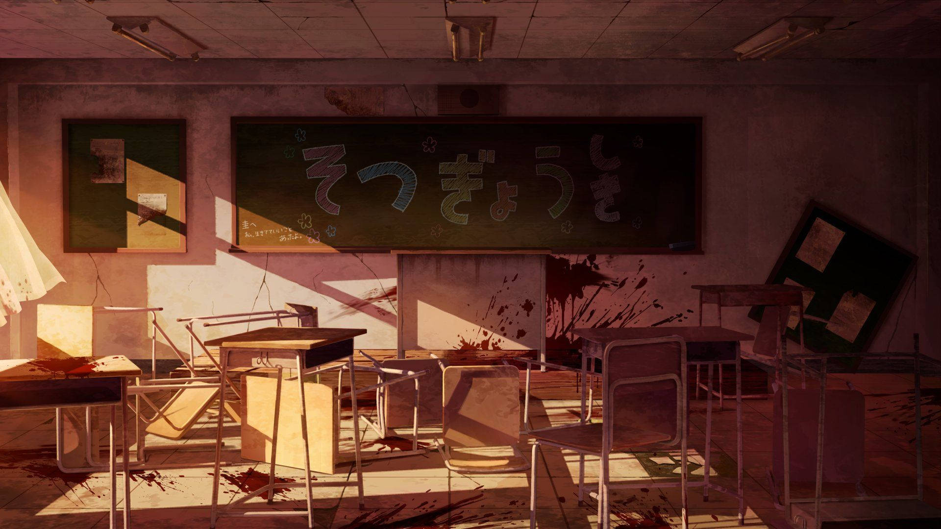Rustige Anime Hoërskool Binnehof Muurpapier