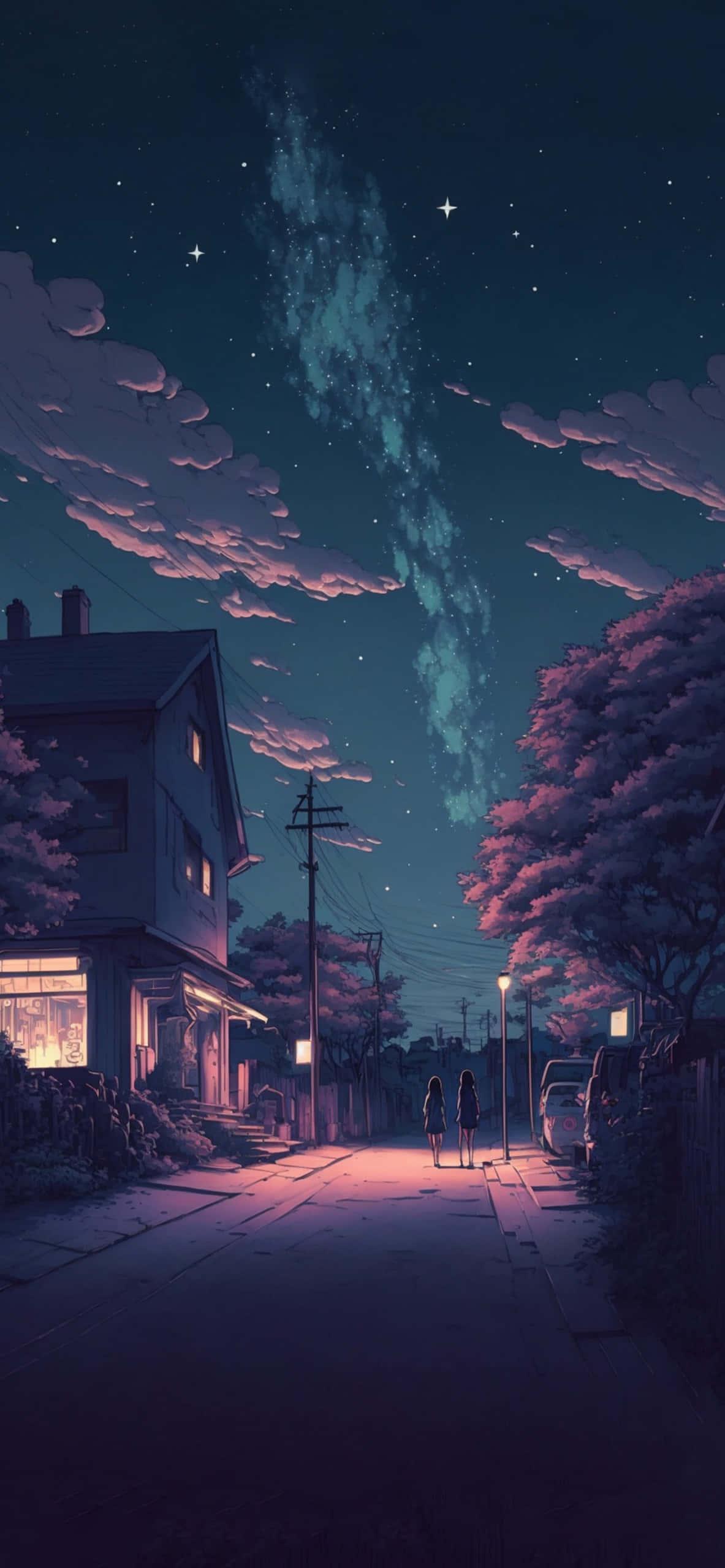 Rustige Sonsondergang Anime-estetika Muurpapier
