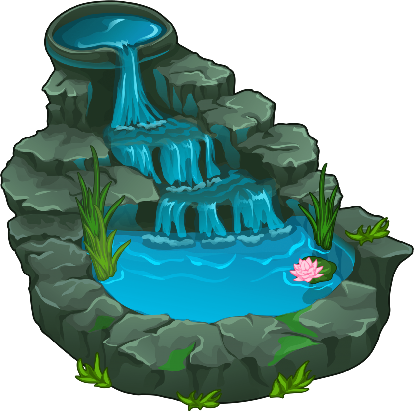 Rustige Spotprent Waterval Dam Muurpapier
