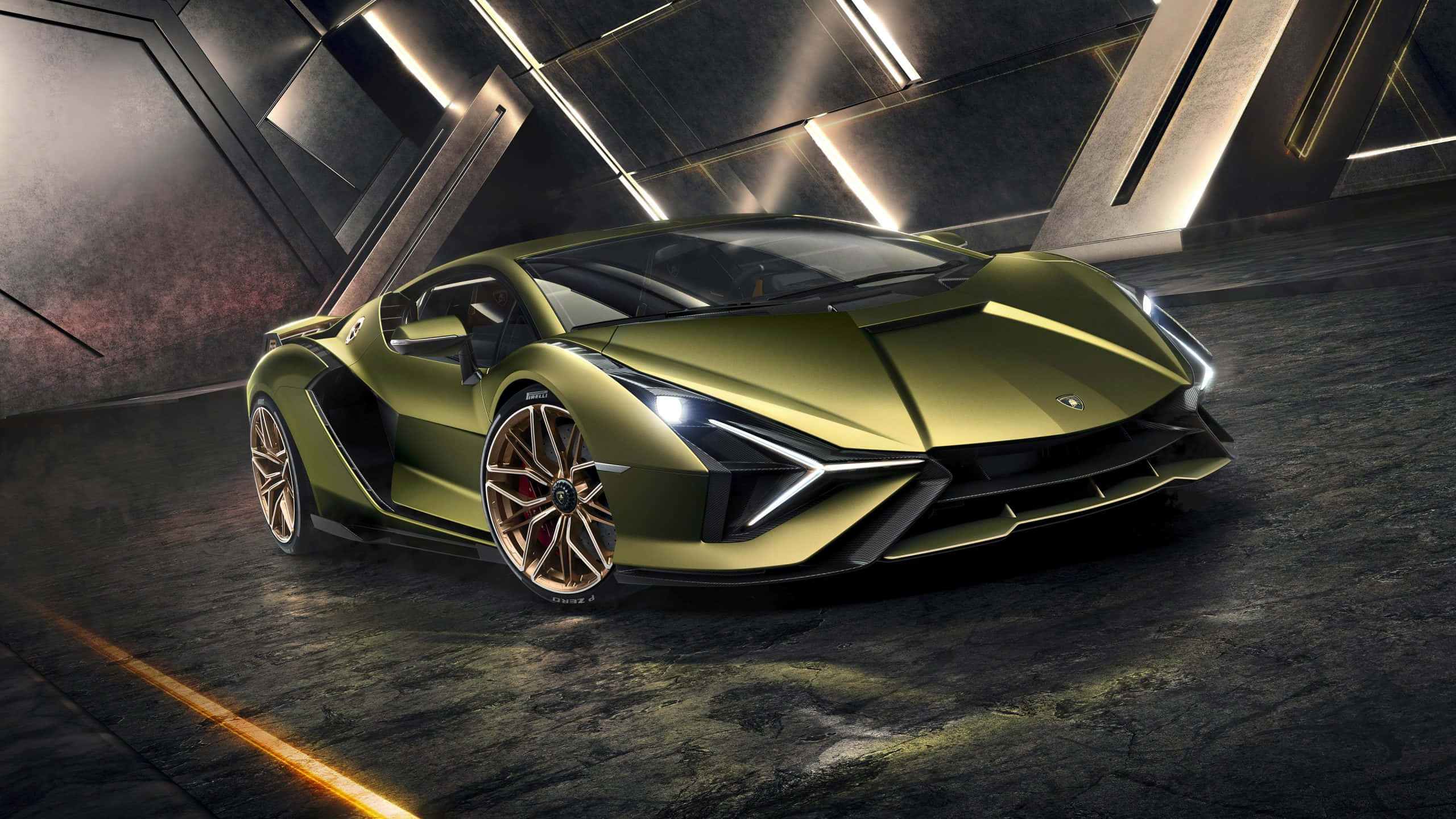 "Ry die Minder Berede Pad in 'n Lamborghini" Muurpapier