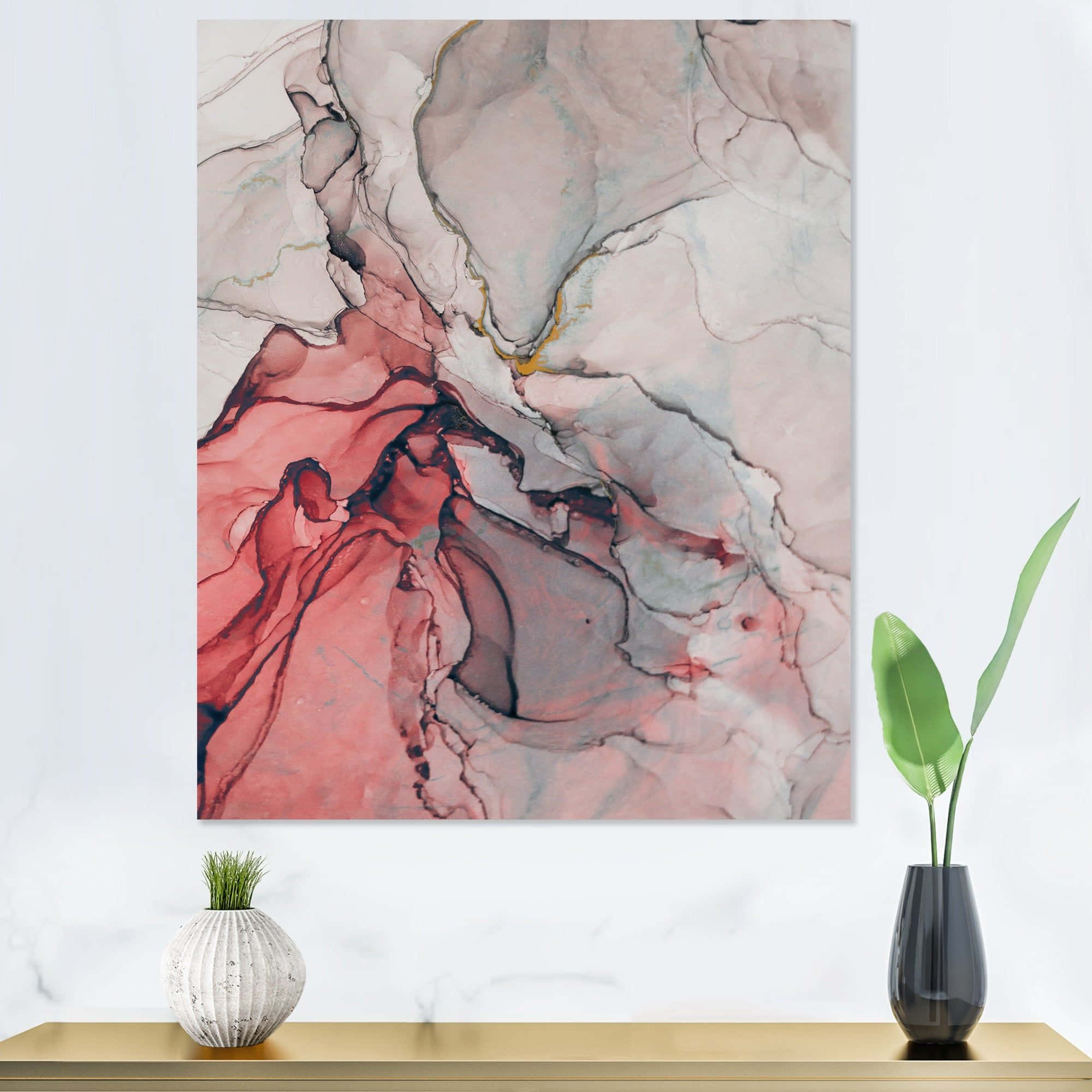 Ryk en lewendige Rooi Marmer patroon Muurpapier