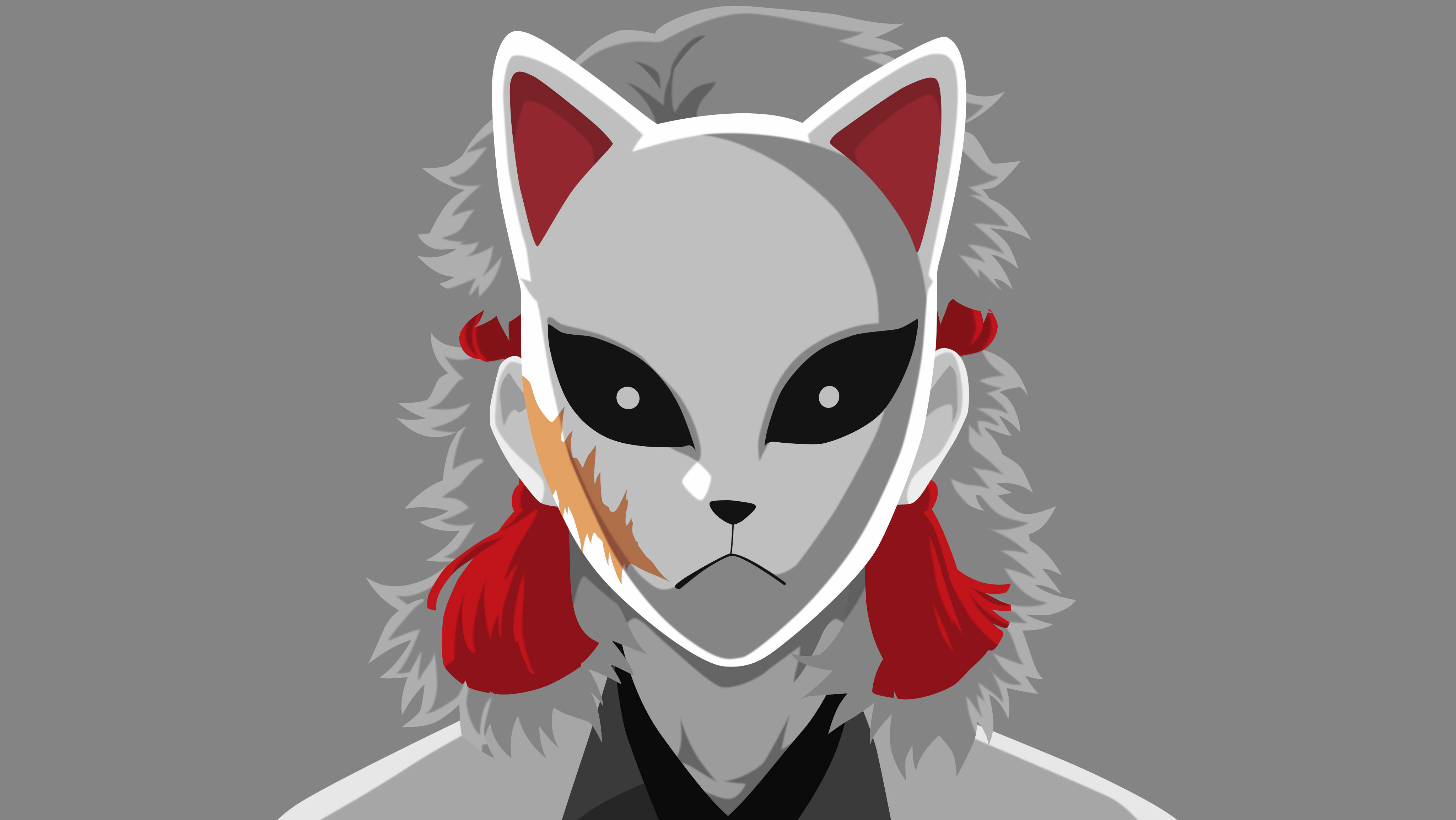 Sabito Grysweergrys Duivel-Slayer-masker Muurpapier