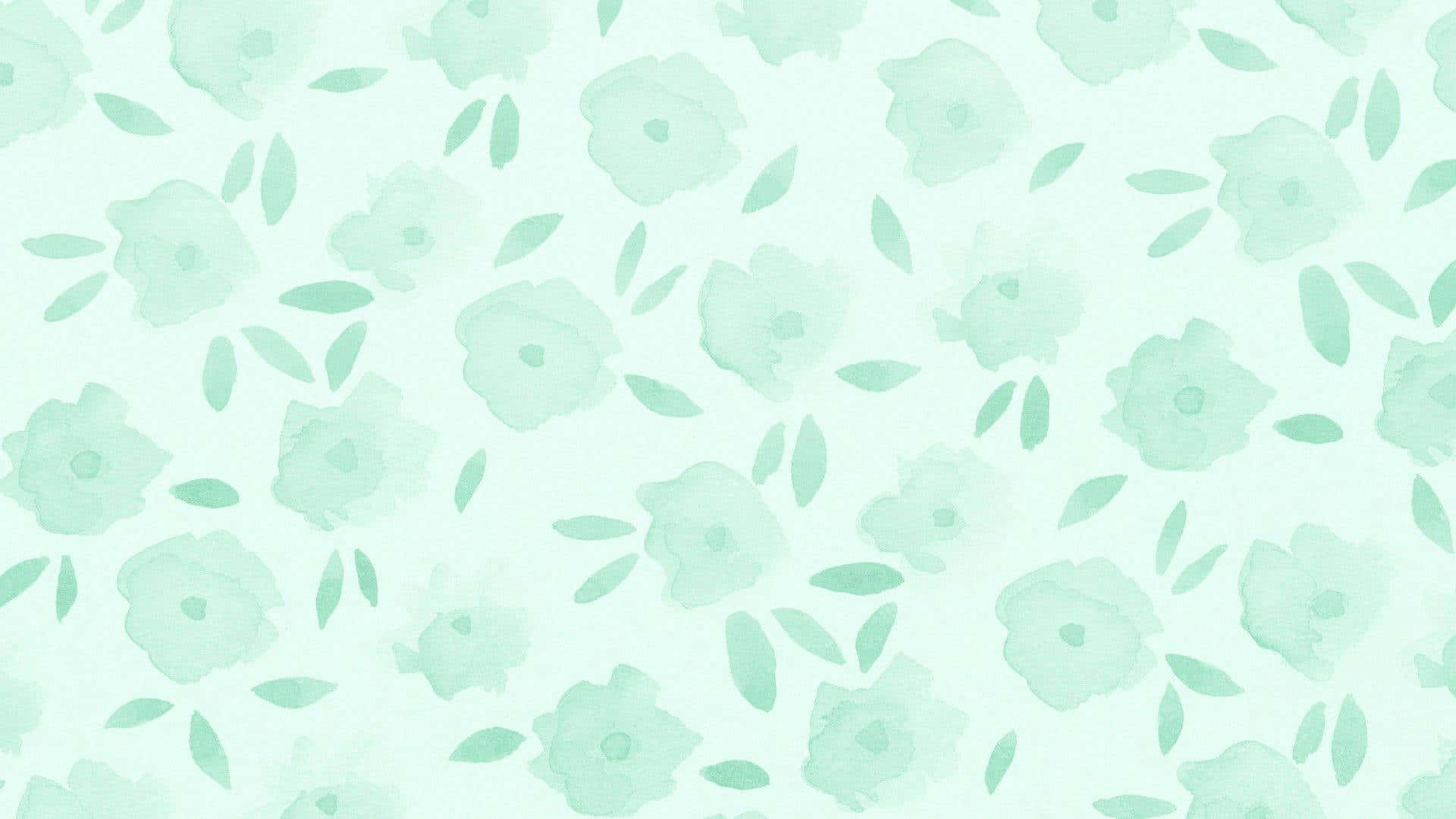 Sage Estetiese Blompatroon Ontwerp Muurpapier