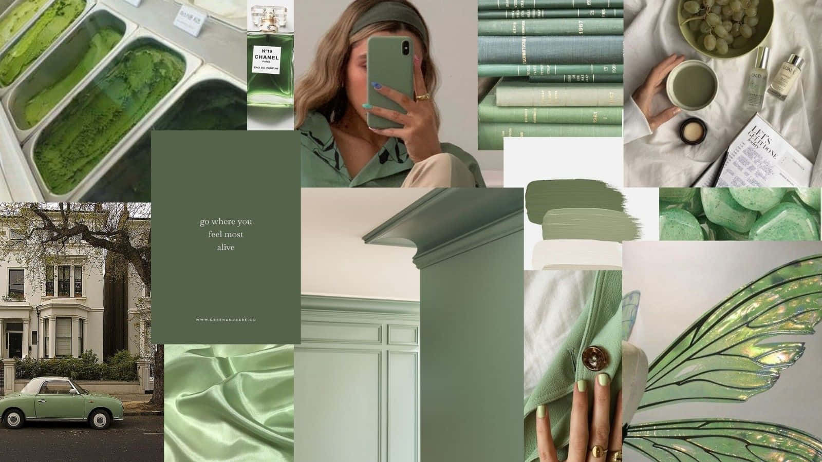 Sage Groen Estetiese Agtergrond Muurpapier