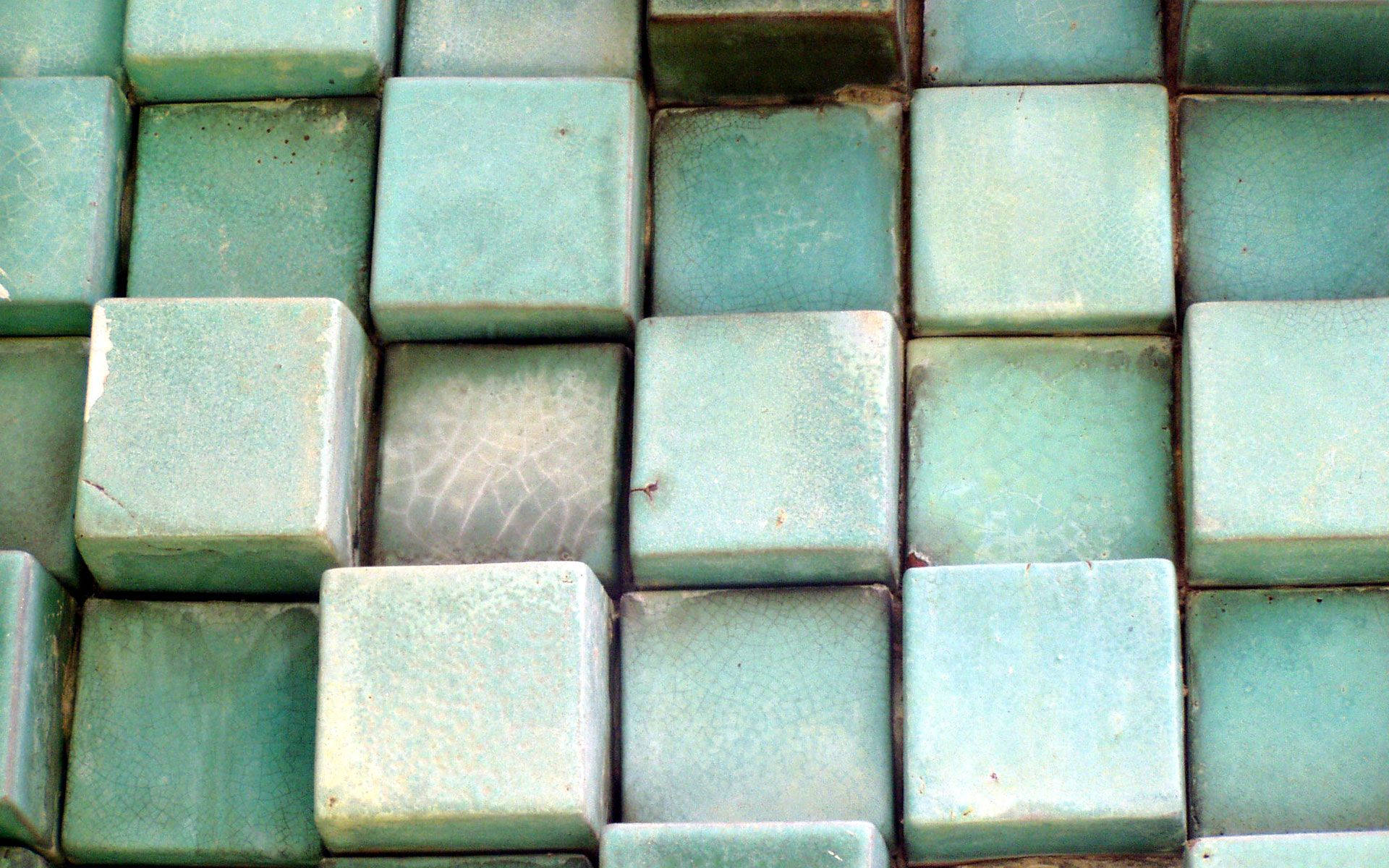 Sage Groen Estetiese Blokke Muurpapier