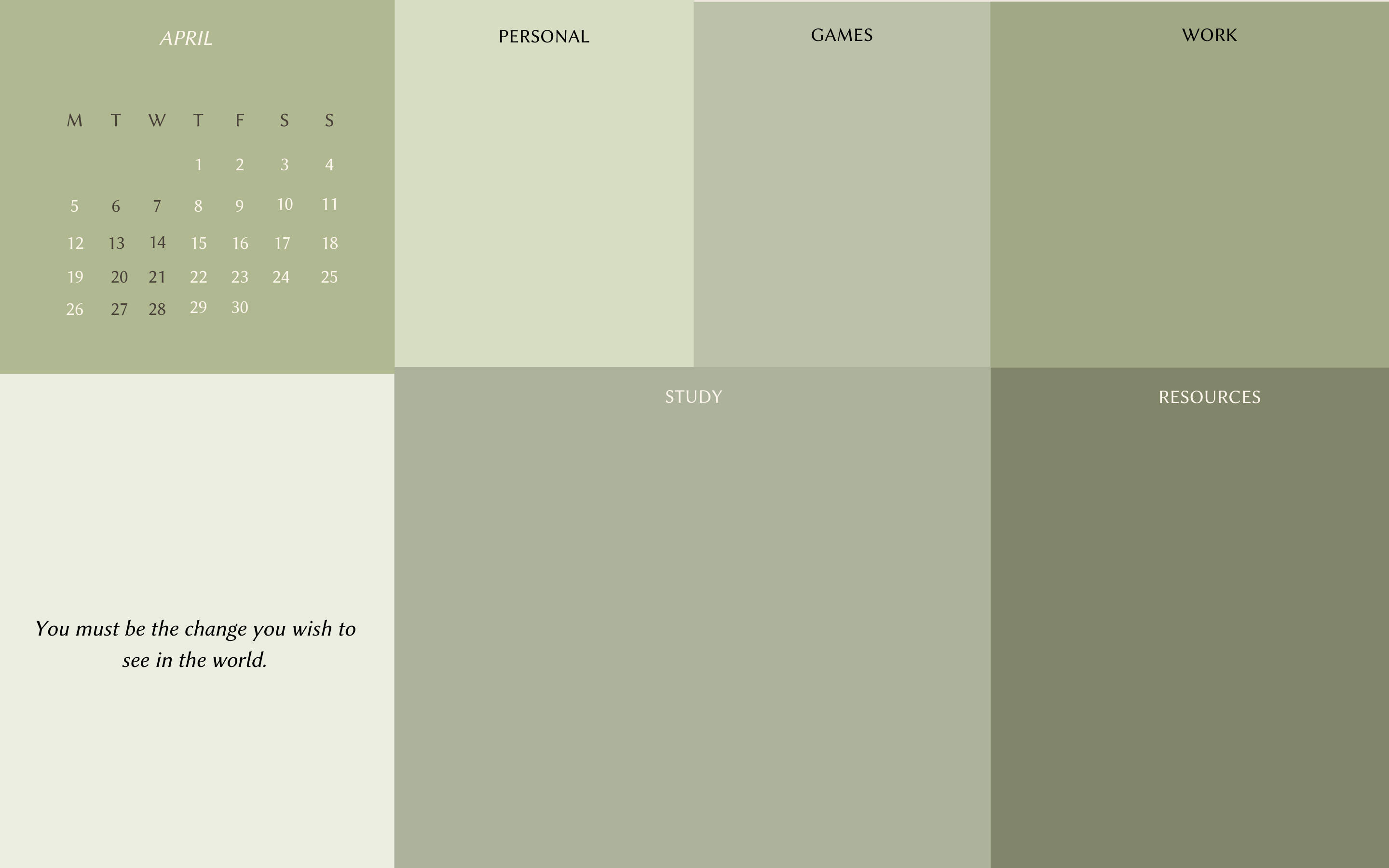 Sage Groen Estetiese Kalender Muurpapier