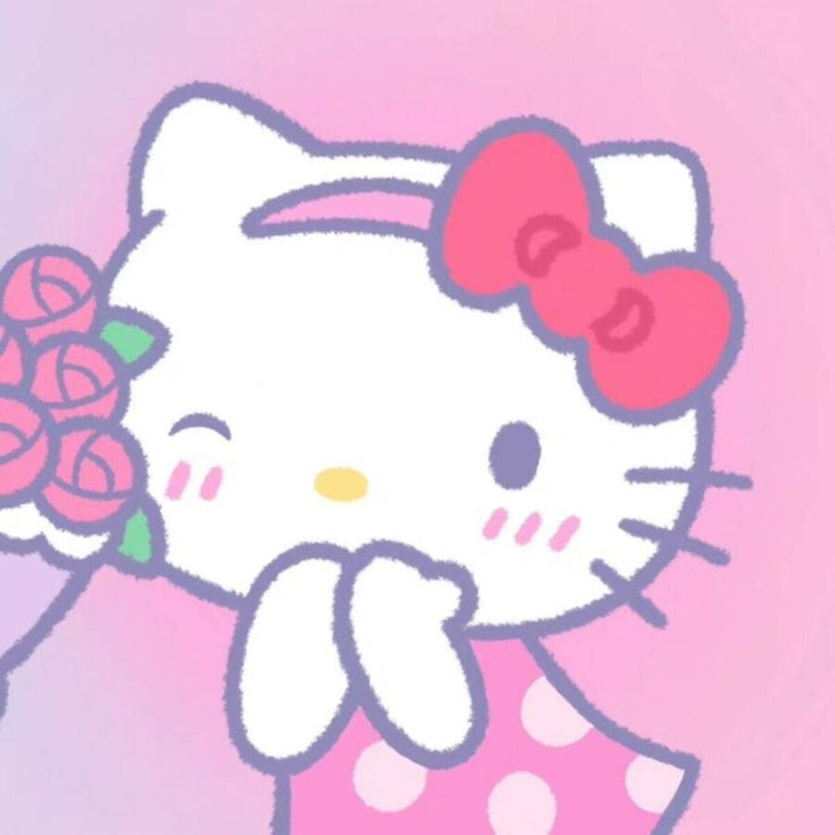Sagte Pienk Hello Kitty PFP Muurpapier
