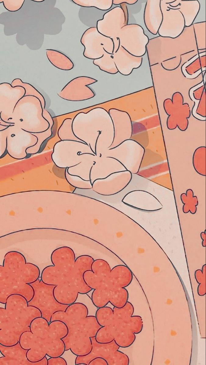 Sagte Sakura-blomme-estetiek Muurpapier