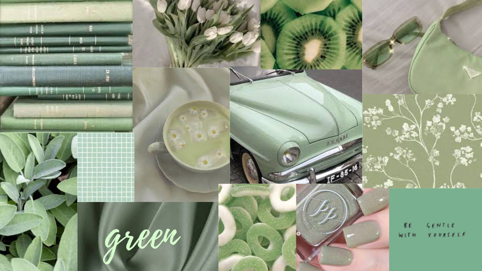 Sagte Salie Groen Estetika Muurpapier