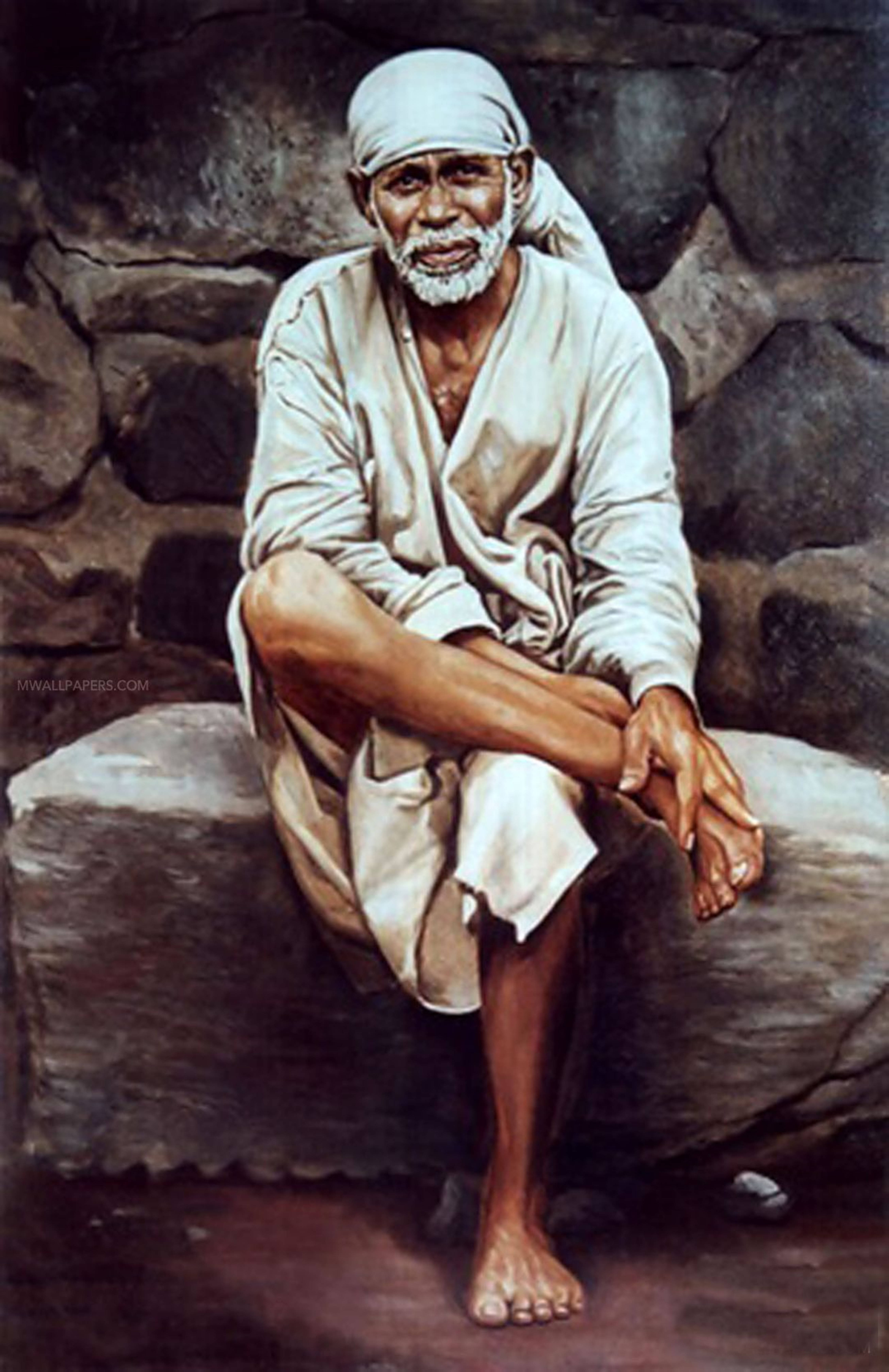 Sai Baba Herstelde Foto 4K Muurpapier