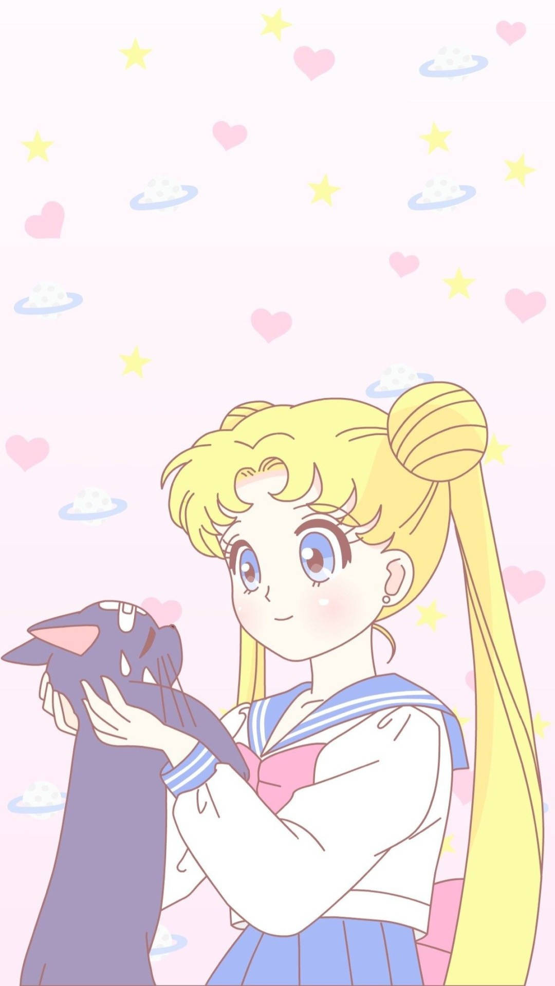 Sailor Moon Kat Estetiese Pienk Anime Muurpapier