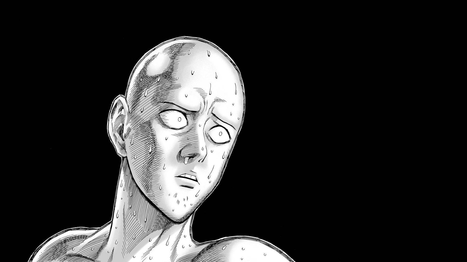 Saitama Grys Toon Pret Anime Muurpapier