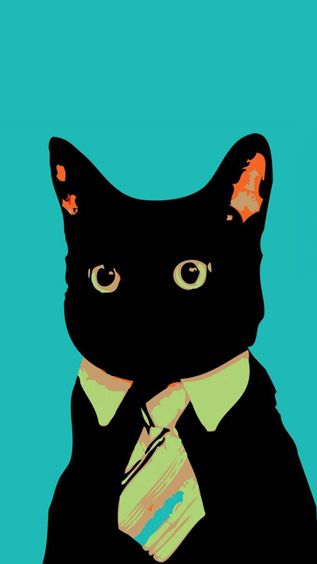 Sakekonsep Ontwerp Swart Kat iPhone Muurpapier