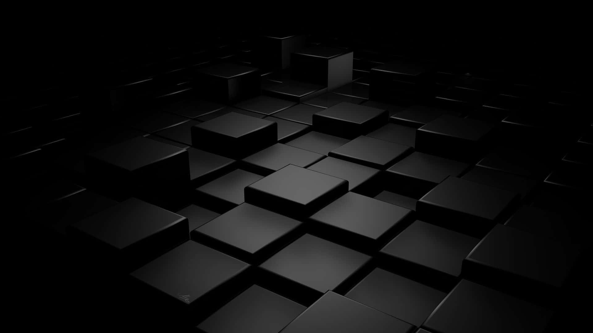 Samesmeltende 3D Blokkies Heeltemal Swart Agtergrond Muurpapier