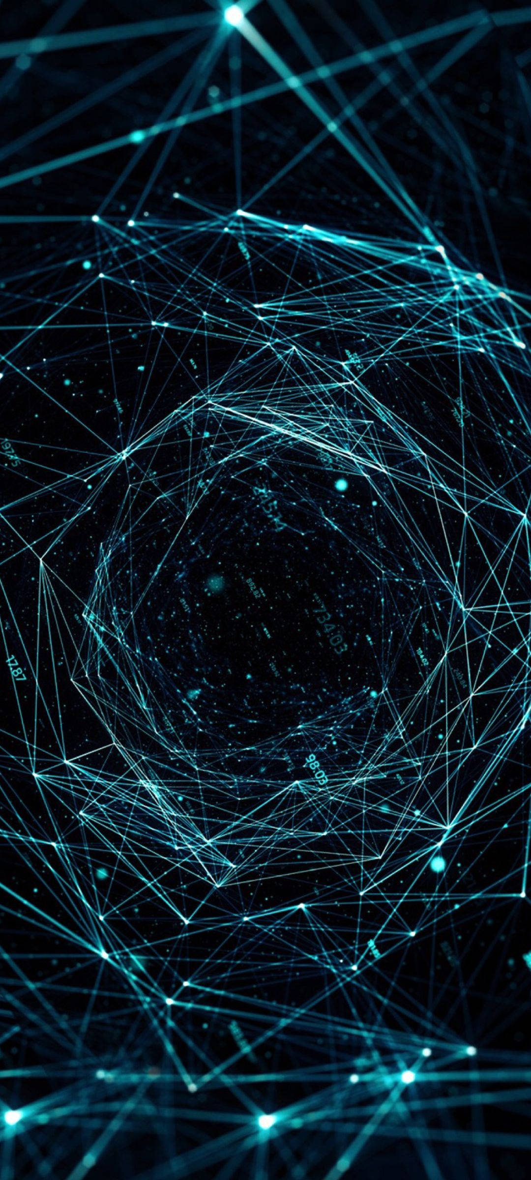 Samsung A51 Blou Neon Estetiese Wurmgat Muurpapier