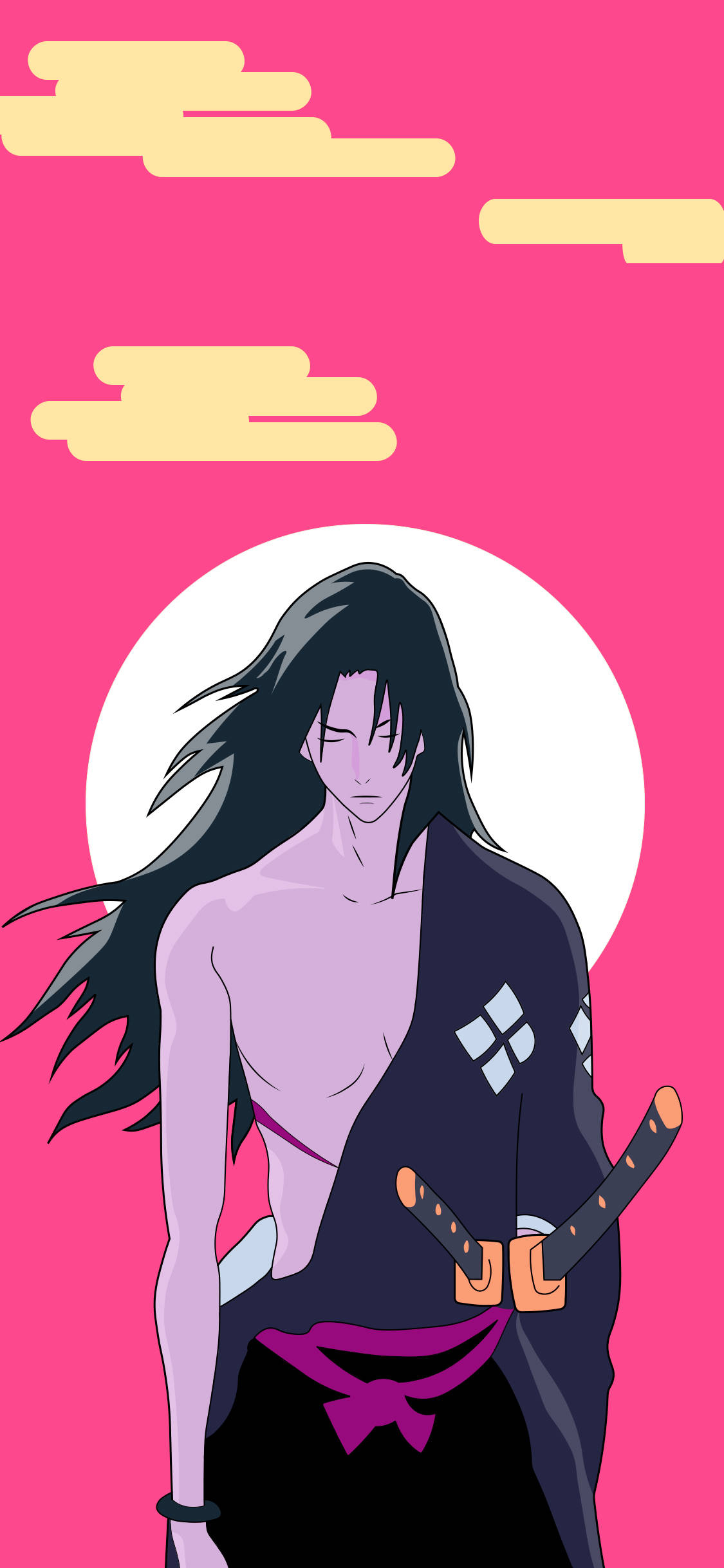 Samurai Champloo Jin Pienk Lug Muurpapier
