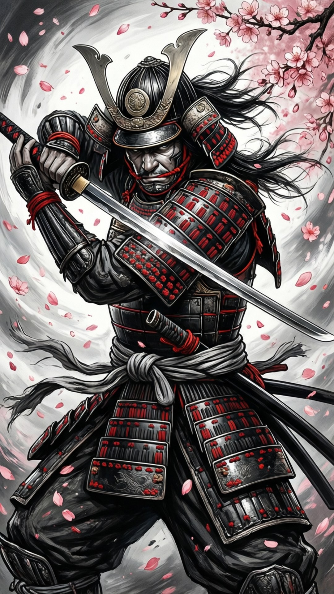 Samurai in Bloei Muurpapier