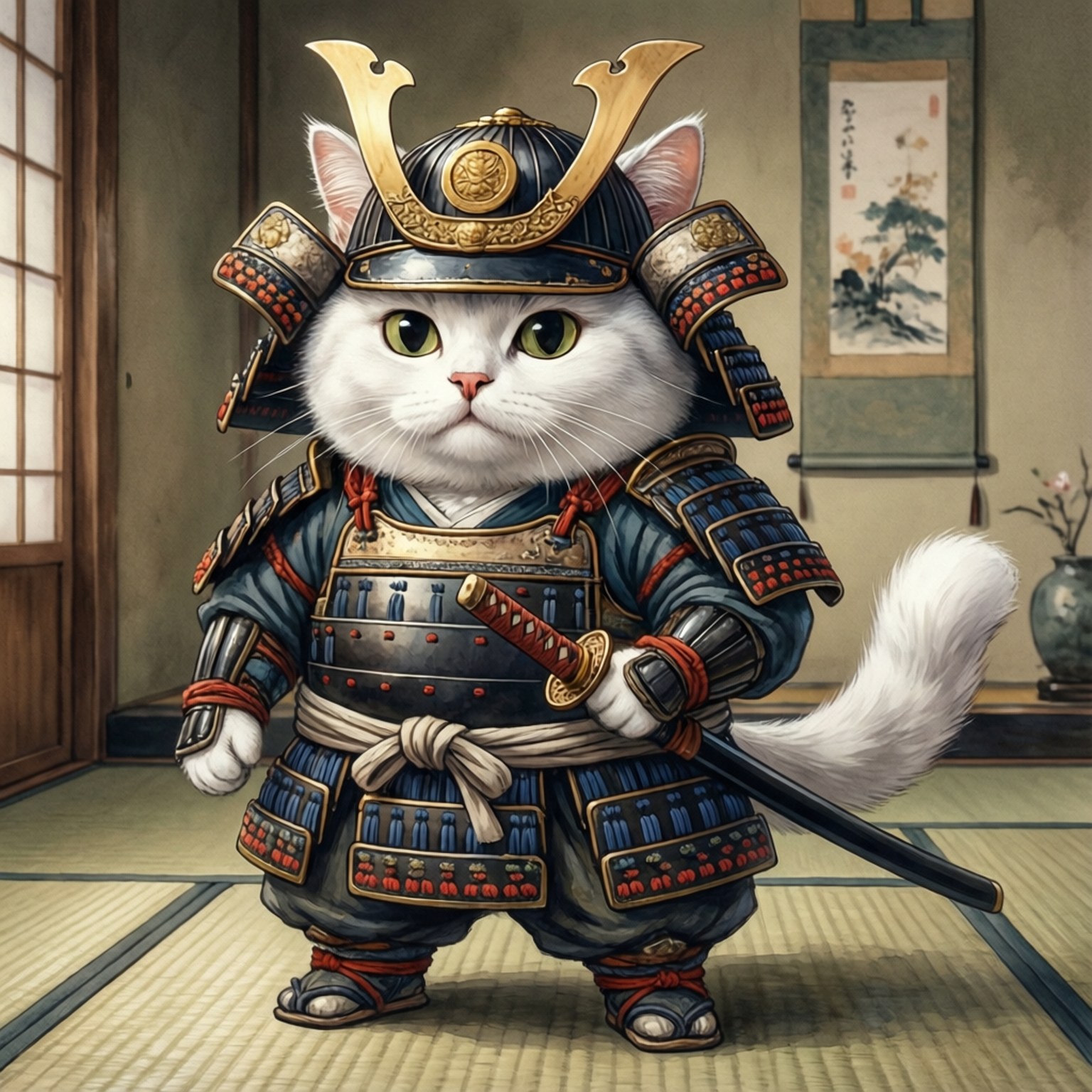 Samurai Kat Muurpapier